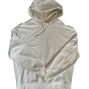 Calvin Klein Relaxed Fit Pullover Cream Hoodie Sweatshirt L